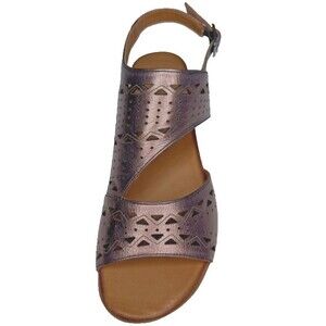 Biza Sandal 37 Leather Laser Cut Ladies US 6-6.5 Bronze Cushioned Sole NWT